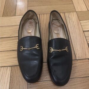Sam Edelman Black "Loraine" Loafers with Gold Accent